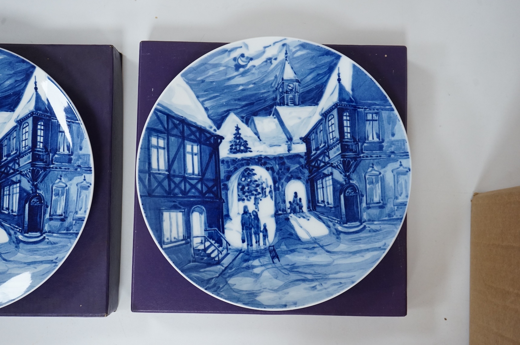 Two Meissen year plates, boxed